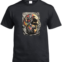 Glowing Cyborg Skull T-Shirt (Black, Regular and Big Sizes)