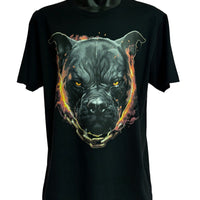 Fiery Pitbull T-Shirt (Black, Regular and Big Sizes)