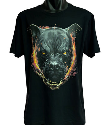 Fiery Pitbull T-Shirt (Black, Regular and Big Sizes)