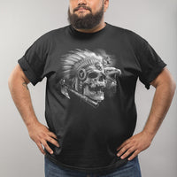 Native American Chief Eagle Skull T-Shirt (Black, Shortsleeve) - Shown on a Model