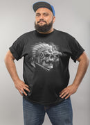 Native American Chief Eagle Skull T-Shirt (Black, Shortsleeve) - Shown on a Model