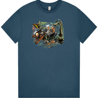 Dinosaur Jungle T-Shirt (Indigo, Regular and Big Sizes)
