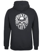 Biker for Life Back Print Hoodie (Black, Regular and Big Sizes)