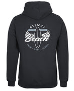Dee Why Beach Swim Surf Stroll Back Print Hoodie (Black, Regular & Big Sizes)