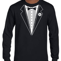 Classic B&W Tuxedo Long Sleeve T-Shirt (Black, Regular and Big Sizes)