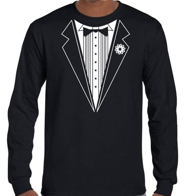 Classic B&W Tuxedo Long Sleeve T-Shirt (Black, Regular and Big Sizes)