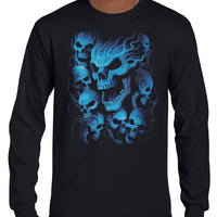 Blue Skulls Longsleeve T-Shirt (Black)