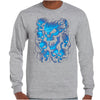 Blue Skulls Longsleeve T-Shirt (Marle Grey)