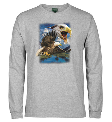 Eagle Mountain Longsleeve T-Shirt (Marle Grey, Regular & Big Sizes)