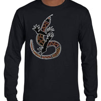 Shannon's Lizard Aboriginal Art Longsleeve T-Shirt (Black)