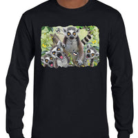 Lemur Selfie Longsleeve T-Shirt (Black)