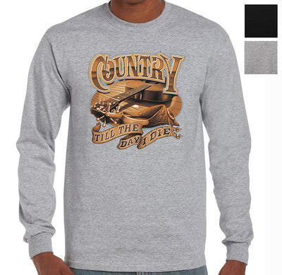 Country Till The Day I Die Guitar Longsleeve T-Shirt (Colour Choices)