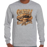 Country Till The Day I Die Guitar Longsleeve T-Shirt (Marle Grey)