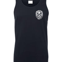 Biker for Life Small Left Chest Logo Mens Singlet (Navy)