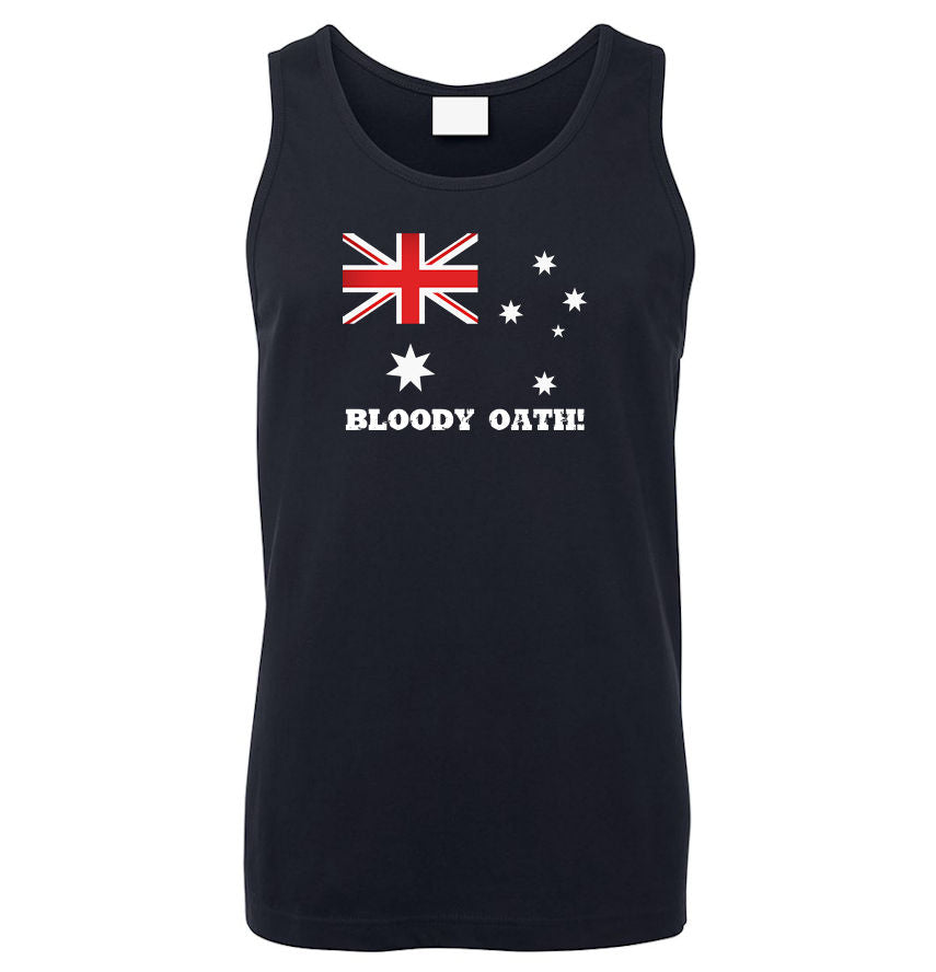 Bloody Oath Australian Flag Mens Singlet (Navy)