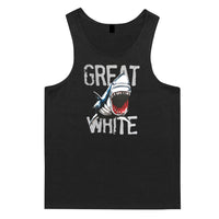 Great White Shark Mens Singlet (Black) - 10XL