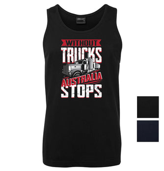 Without Trucks Australia Stops! Mens Singlet (Colour Choices)