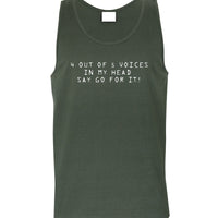 4 Out of 5 Voices Say Go For It Mens Singlet (Khaki)
