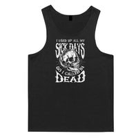 I Ran Out of Sick Days Skull Mens Singlet (Black) - 10XL