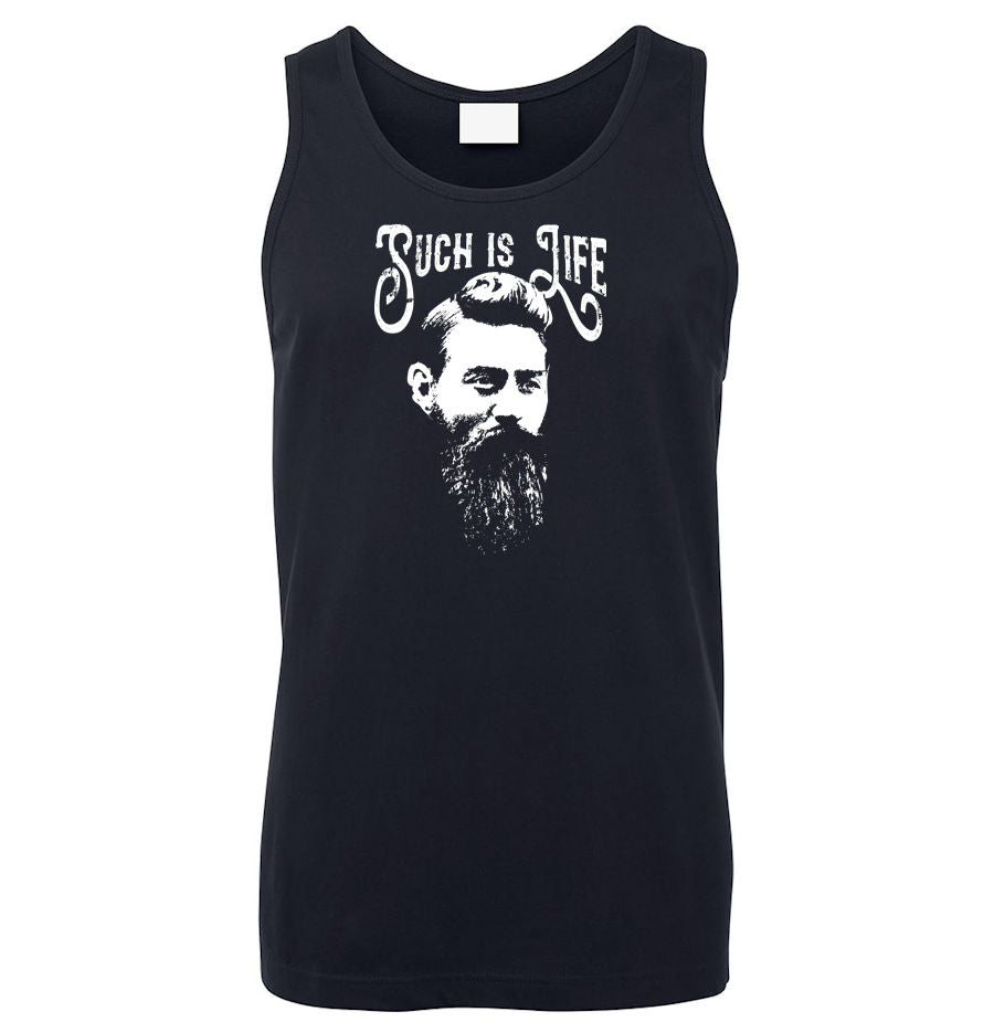 Ned Kelly Such is Life Portrait Mens Singlet (Colour Choices, White ...