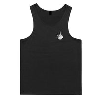 Skeleton Hand Flip Off Left Chest Logo Mens Singlet (Black) - 10XL