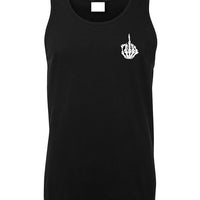 Skeleton Hand Flip Off Left Chest Logo Mens Singlet (Black)