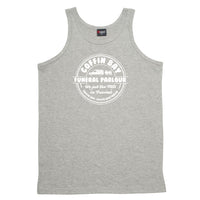 Coffin Bay Funeral Parlour Fake Business Logo Mens Singlet (Marle Grey) - Regular Sizes