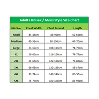 The Mountain T-Shirts Size Chart (Adults Unisex Style)