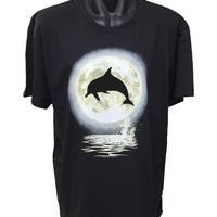 Dolphin Moon T-Shirt (Black, Regular and Big Sizes)