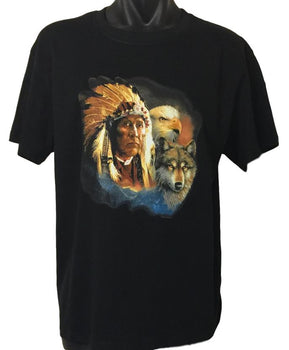 Native American Indian Animals T-Shirt (Black, Regular and Big Sizes)