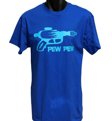 Ray-gun Pew Pew Retro Sci-Fi T-Shirt (Royal Blue)
