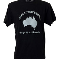 Convict Descendant T-Shirt (Black, Grey Print, Regular & Big Sizes)