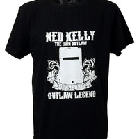 Ned Kelly Iron Outlaw T-Shirt (White Print, Regular and Big Sizes)