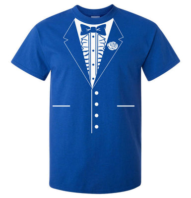 Bow Tie Tuxedo T-Shirt (Royal Blue, Regular and Big Mens Sizes)