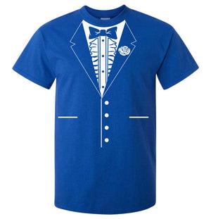 Bow Tie Tuxedo T-Shirt (Royal Blue, Regular and Big Mens Sizes)