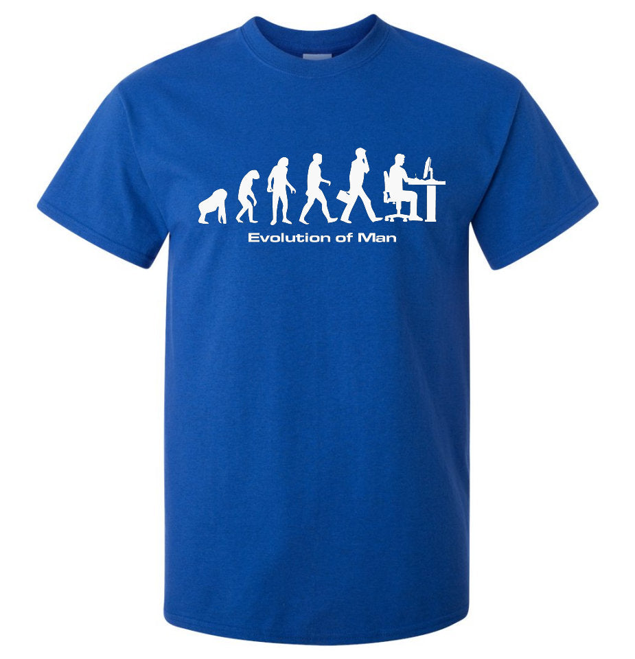Evolution of Man Computer Guy T-Shirt (Royal Blue, Regular and Big Sizes)