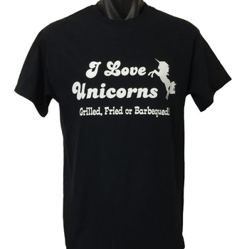 I Love Unicorns.. Grilled, Fried or BBQ T-Shirt (Black, Regular and Big Sizes)