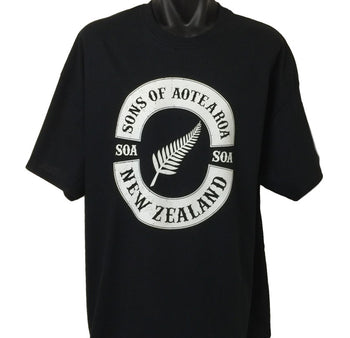 Sons of Aotearoa Silver Fern T-Shirt (Black, Regular and Big Sizes)