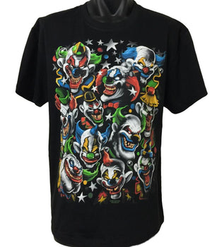 Colourful Evil Clowns T-Shirt (Black, Regular and Big Sizes)