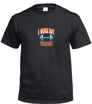 Discounted - I Work Out, Just Kidding.. T-Shirt (Black) - Size Medium