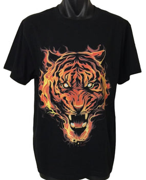 Fire Tiger T-Shirt (Black, Regular and Big Sizes)