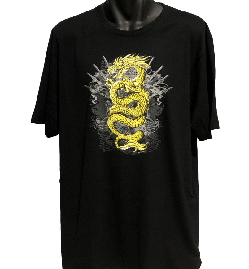 Golden Dragon T-Shirt (Black, Regular and Big Sizes)