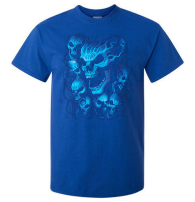 Blue Skulls T-Shirt (Royal Blue, Regular and Big Sizes)