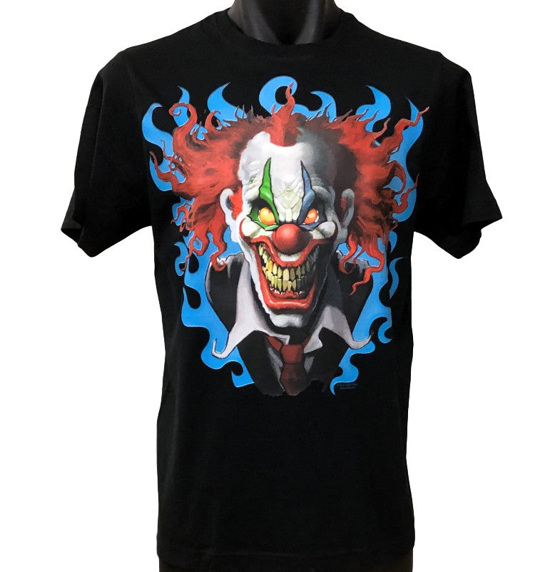 Crazy Evil Clown T-Shirt (Black, Regular and Big Sizes)