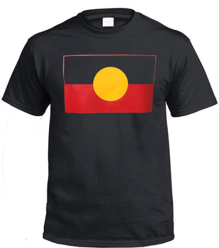Aboriginal Flag T-Shirt (Black, True Colour Print, Regular & Big Sizes)