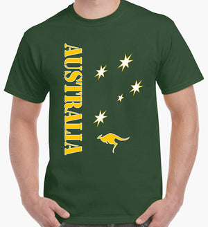 Aussie Sports T-Shirt (Forest Green & Yellow Gold Print)