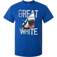 Great White Shark T-Shirt (Royal Blue, Regular and Big Sizes)