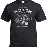 Vintage Iron Hot Rod T-Shirt (Black, Regular and Big Sizes)