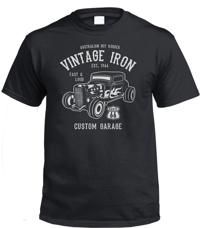 Vintage Iron Hot Rod T-Shirt (Black, Regular and Big Sizes)