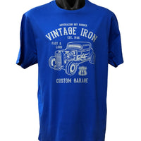 Vintage Iron Hot Rod T-Shirt (Royal Blue, Regular and Big Sizes)